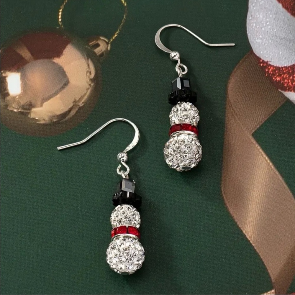 Holiday Rhinestone Snowman Earrings
